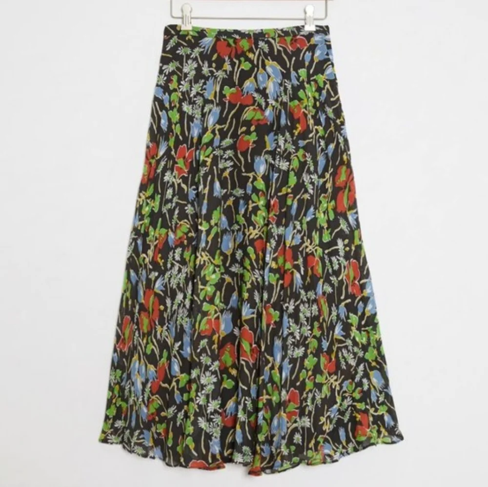 NWT Anthropologie Denise A Line Maxi Skirt Floral Garden Boho Black Multi 8